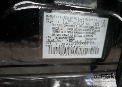 2021 Nissan Sentra Sv from USA, damaged, VIN 3N1AB8CV1MY203790